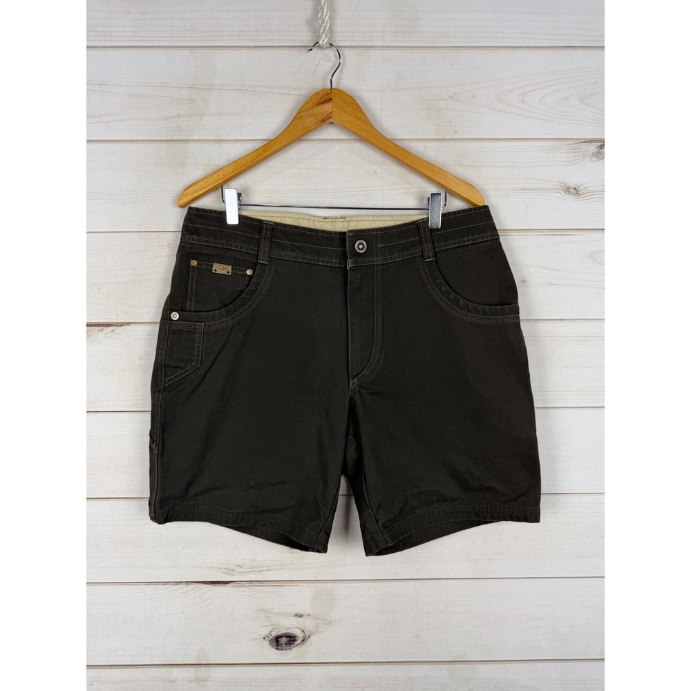 Kuhl Rydr Cargo Shorts Mens 34 Brown Cotton Blend Hiking Outdoor Utility Rugged